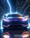 Lightning Car Modern Ai Art