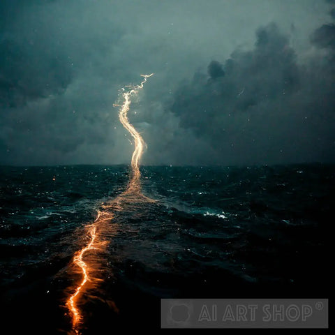 Lightning On The Water Ai Artwork