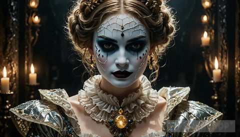 Lily James - Pierrot Portrait Ai Art