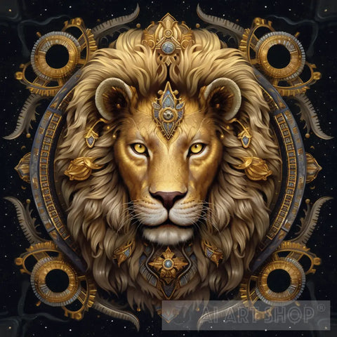 Lion Drawn With Mandala Style Natural Art Fantasy Animal Ai