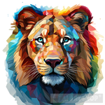 Lion Head Colored Animal Ai Art