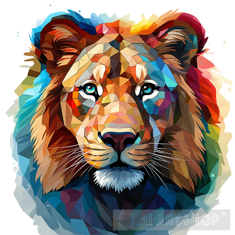 Lion Head Colored Animal Ai Art