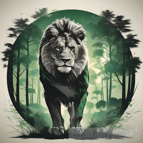 Lion In The Forest Animal Ai Art