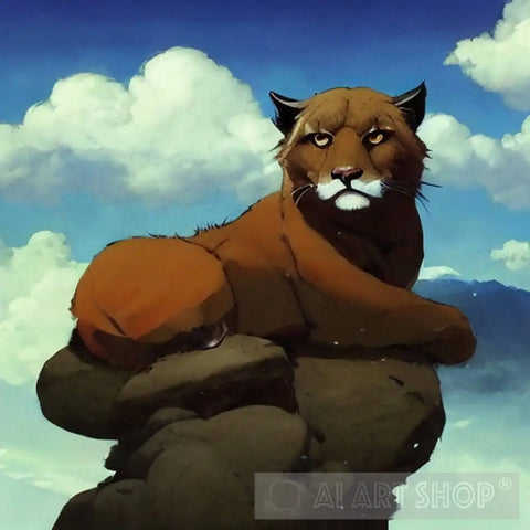 Lion Protecting His Perch Animal Ai Art