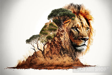 Lion Shaped Savanna Animal Ai Art