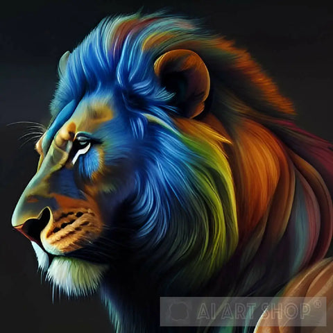 Lion Side Face Portrait Animal Ai Artwork #34 Animal Ai Art