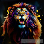 Lion Watercolor Animal Face Colorful Portrait #33 Animal Ai Art