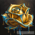 Liquid Gold Blue Rose Ai Artwork