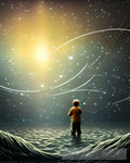 Little Boy Is Fishing In Outer Space Ai Artwork