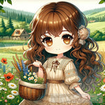 Little Girl In The Garden Portrait Ai Art