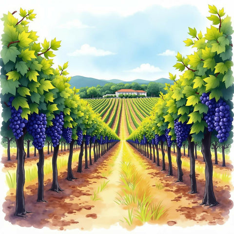 Picturesque Vineyard with Ripe Grapes