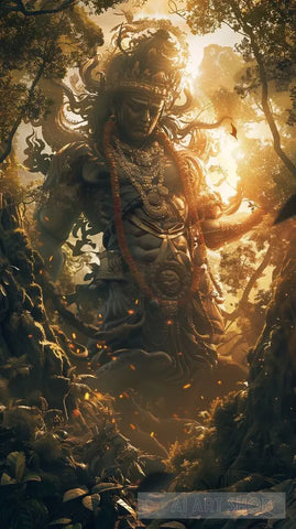 Lord Shiva In Forest Ai Artwork