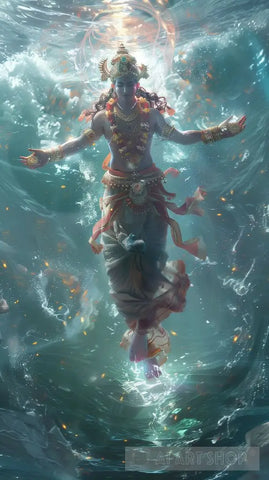 Lord Vishnu Inside Ocean Ai Artwork