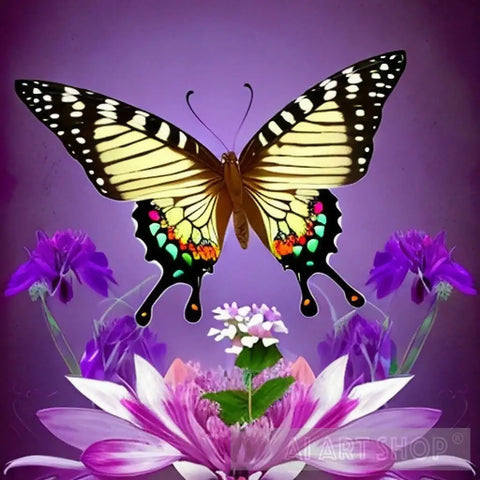 Lotus & Butterfly Nature Ai Art