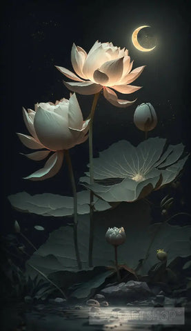 Lotus Pond Nature Ai Art