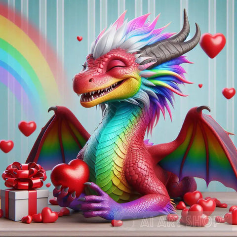 Love Dragon And Rainbow Animal Ai Art