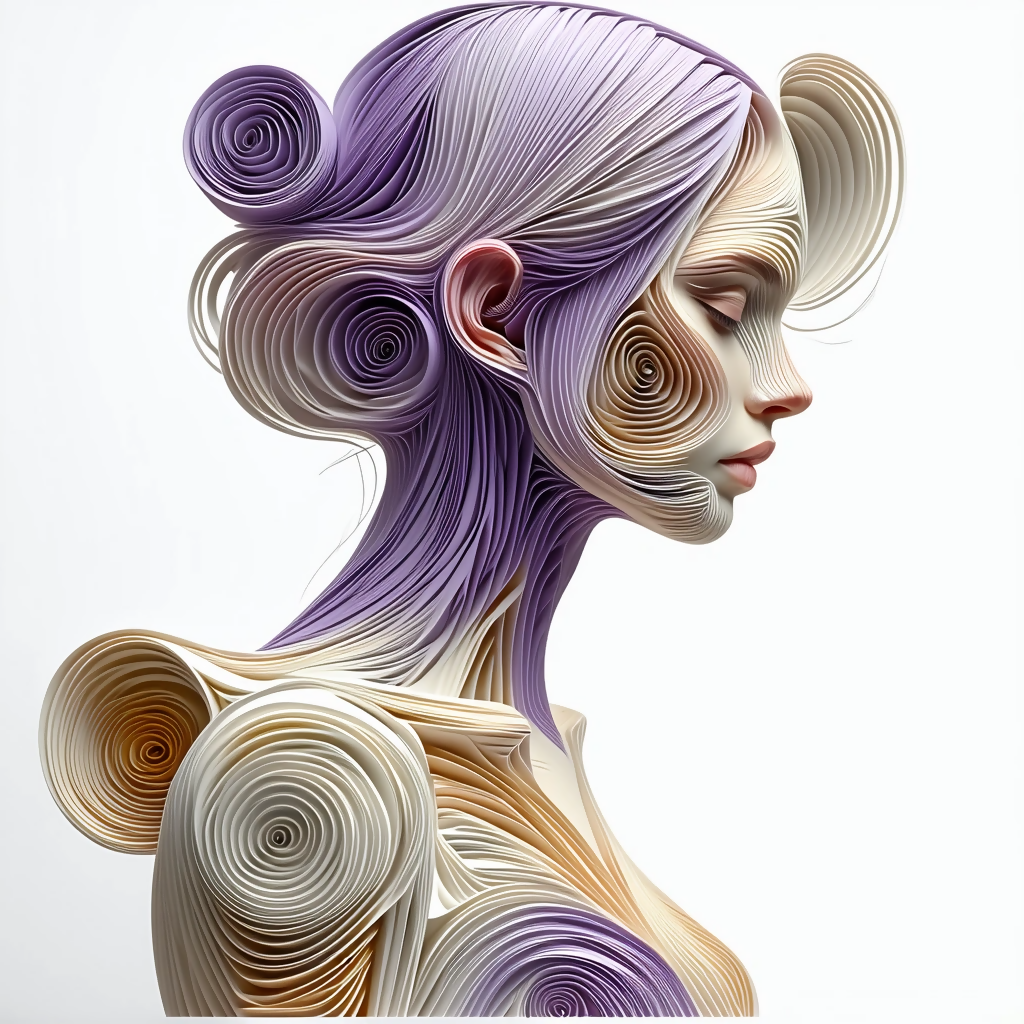 Abstract composition of female figure.