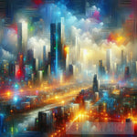 Luminous Horizon: Futuristic Skyline Modern Ai Art