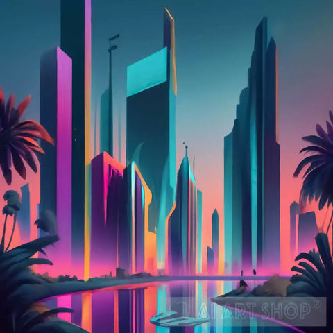 Luminous Metropolis Landscape Ai Art