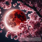 Lunar Eclipse And Cherry Blossoms Ai Artwork