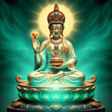 Medicine Buddha in Lapis Blue - Healing Bowl & Aura AI Art Print