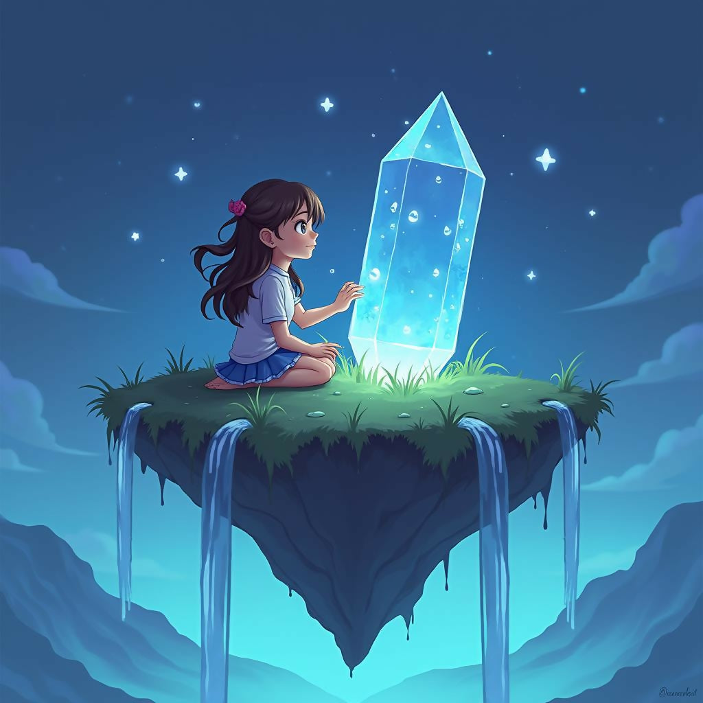 Floating Island Crystal Art Print - Enchanting and Magical Artwork