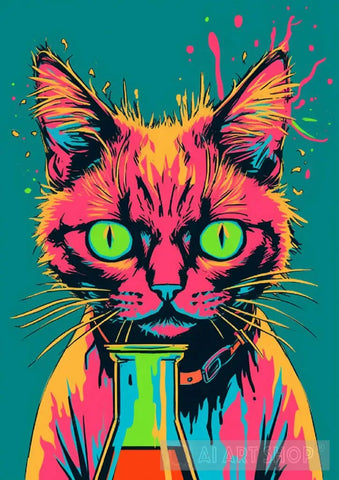 Mad Scientist Cat Animal Ai Art