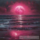 Magenta Moon Landscape Ai Art