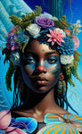 Magic Melanin Black Woman | Colorful Flowers 3 Ai Artwork