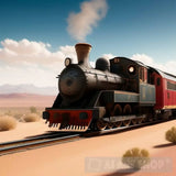Magical Train Racing Through A Desert Landscape Portrait Ai Art