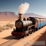 Magical Train Racing Through A Desert Landscape Portrait Ai Art