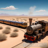 Magical Train Racing Through A Desert Landscape Portrait Ai Art