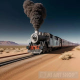 Magical Train Racing Through A Desert Landscape Portrait Ai Art