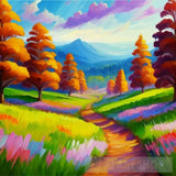 Magnificent Forest Meadows Oil Painting Abstract Landscape Ai Art