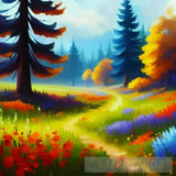 Magnificent Forest Meadows Oil Painting Abstract Landscape Ai Art