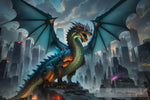 Majestic Dragon Metropolis Fusion Surrealism Ai Art