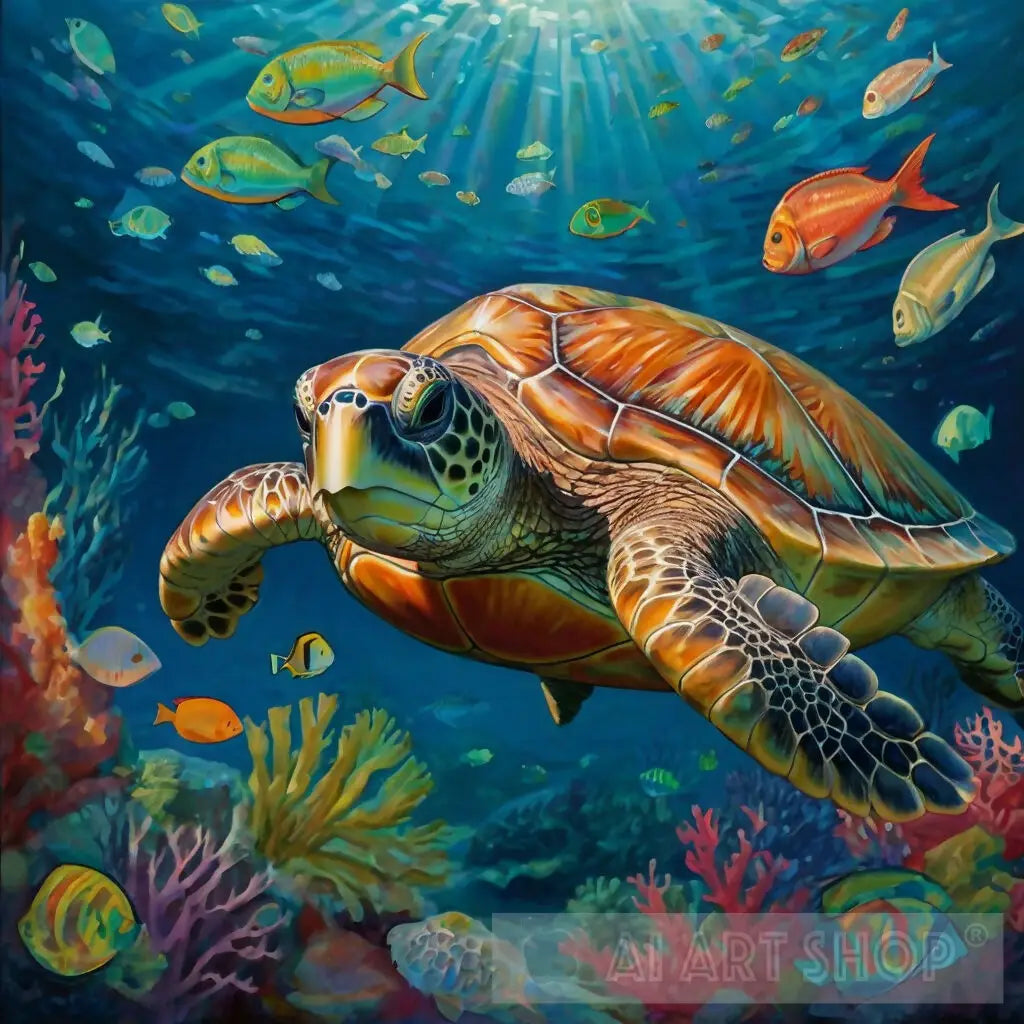 Majestic Sea Turtle Pop Art