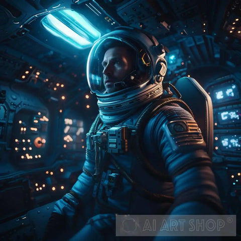 Male Astronaut Inside Spaceship Ai Artwork