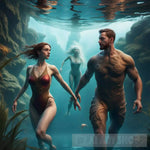 Man And Woman Swimming Ai Painting