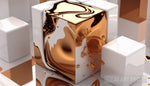 Marbled Bronzed Cube Abstract Ai Art