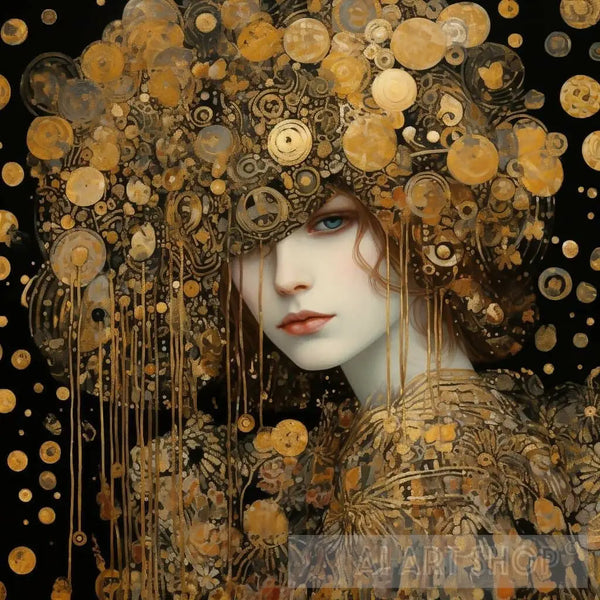 Gustav Klimt Style Mardi Gras Gold art