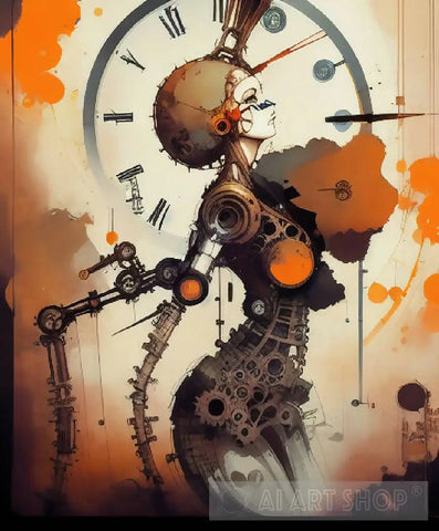 Mechanical Woman And Time Abstract Ai Art #41 Abstract Art