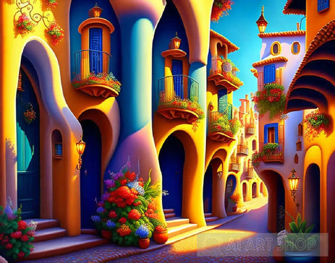 Mediterranean Mews Landscape Ai Art