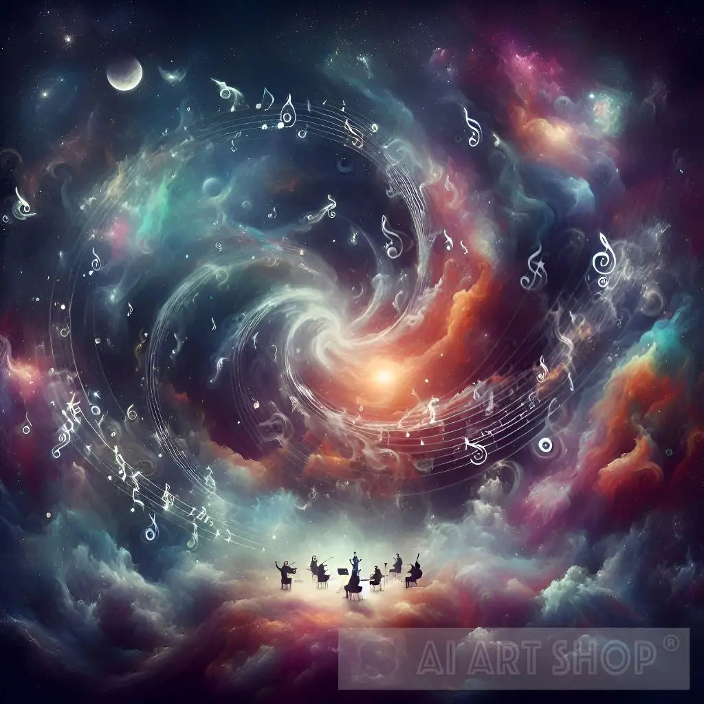 Musical Unity music, instruments, musicians, cloudy sky, digital artwork, cozy at...