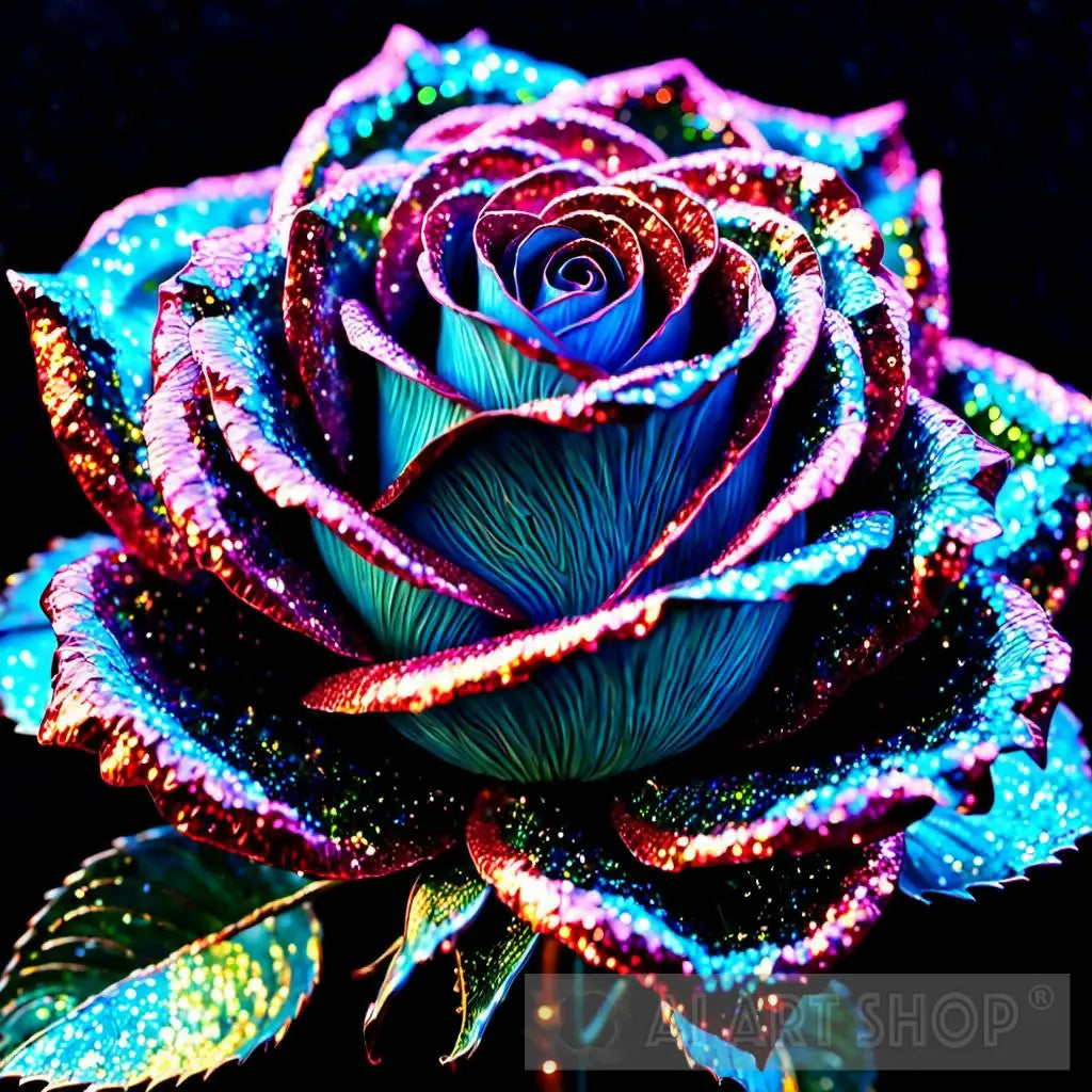 Stunning Metal Rose AI Art