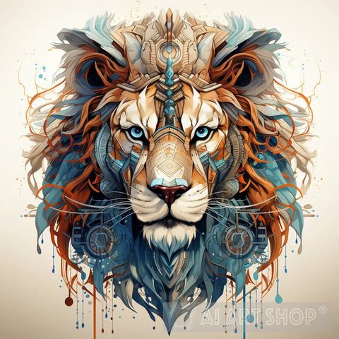 Mighty Lion Head Animal Ai Art