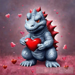 Mini Godzilla On Valentines Day Animal Ai Art