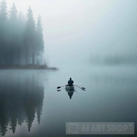 Misty Lake Landscape Ai Art