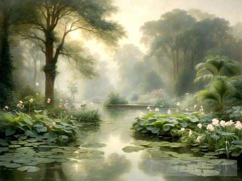 Misty Morning At The Botanical Garden Nature Ai Art