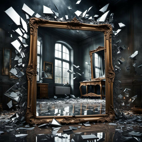 A mirror shattered into countless pieces